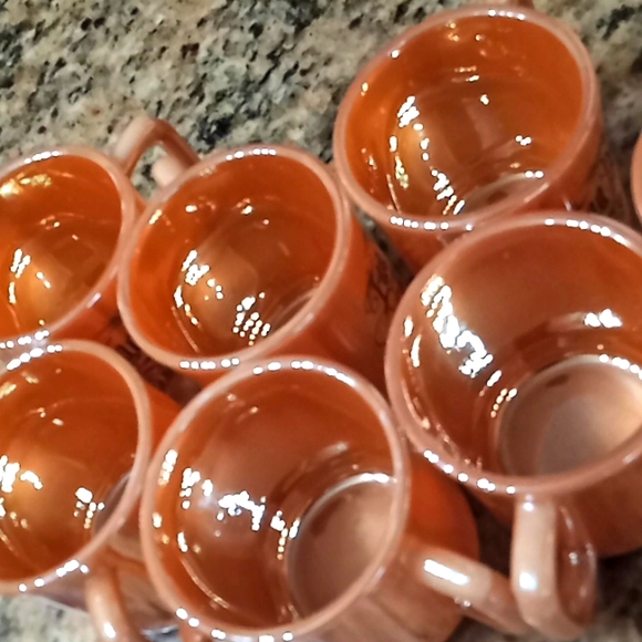 RARE FIND. Fire King Peach Luster Egg Nog Set Punch Bowl With 8 Cups. Beautiful! - Picture 12 of 13